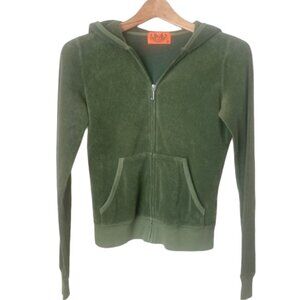 Juicy Couture Y2K Vintage Womens Green Terry Hooded Jacket Size S Full Zip